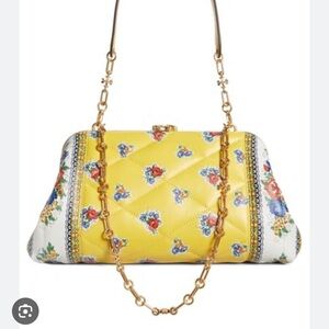 Tory Burch Floral Yellow and White Leather Women's Bag